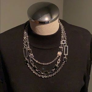 White House black market necklace silver and black